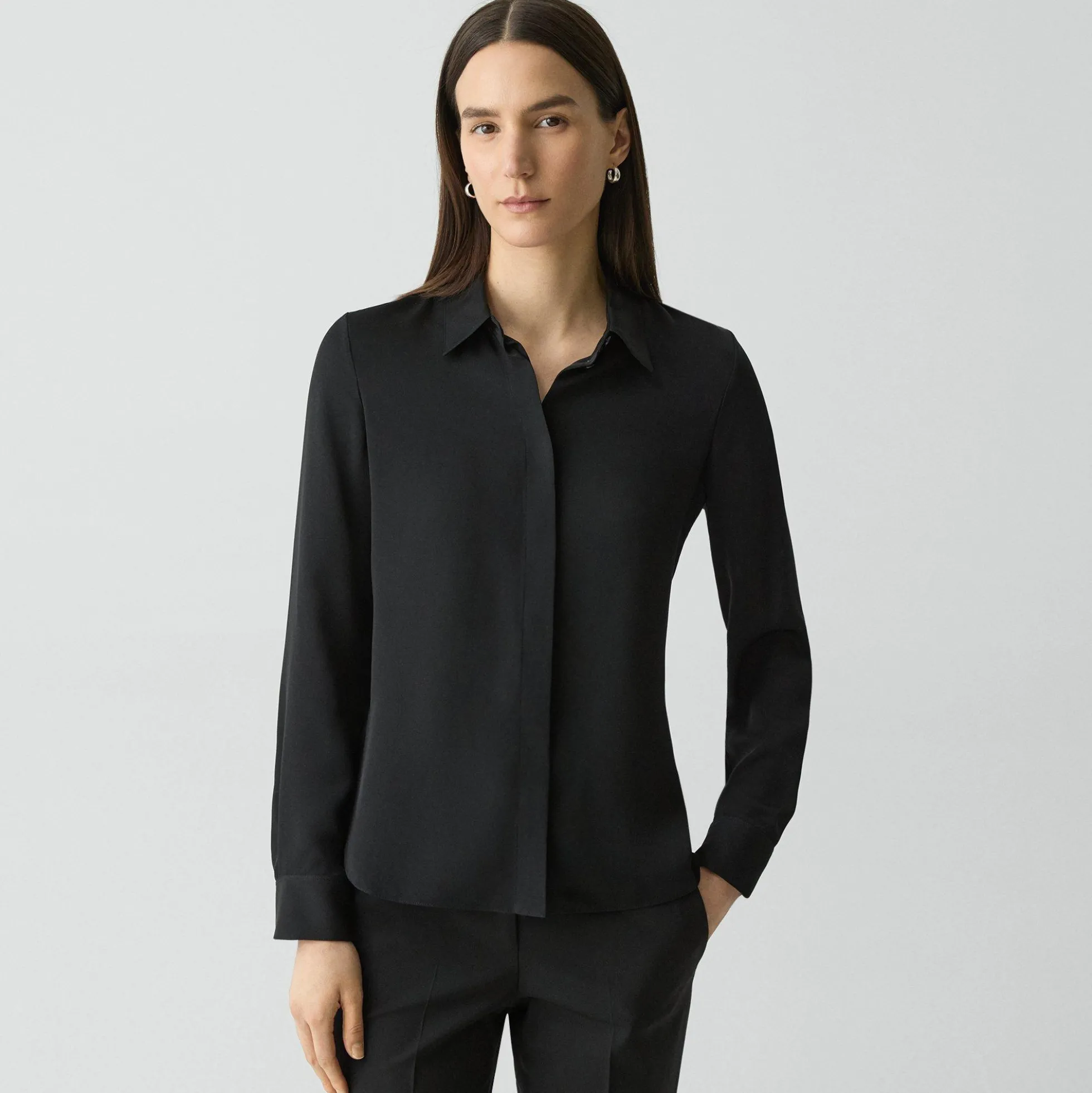 Fitted Shirt in Silk Georgette