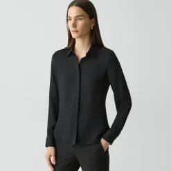 Fitted Shirt in Silk Georgette