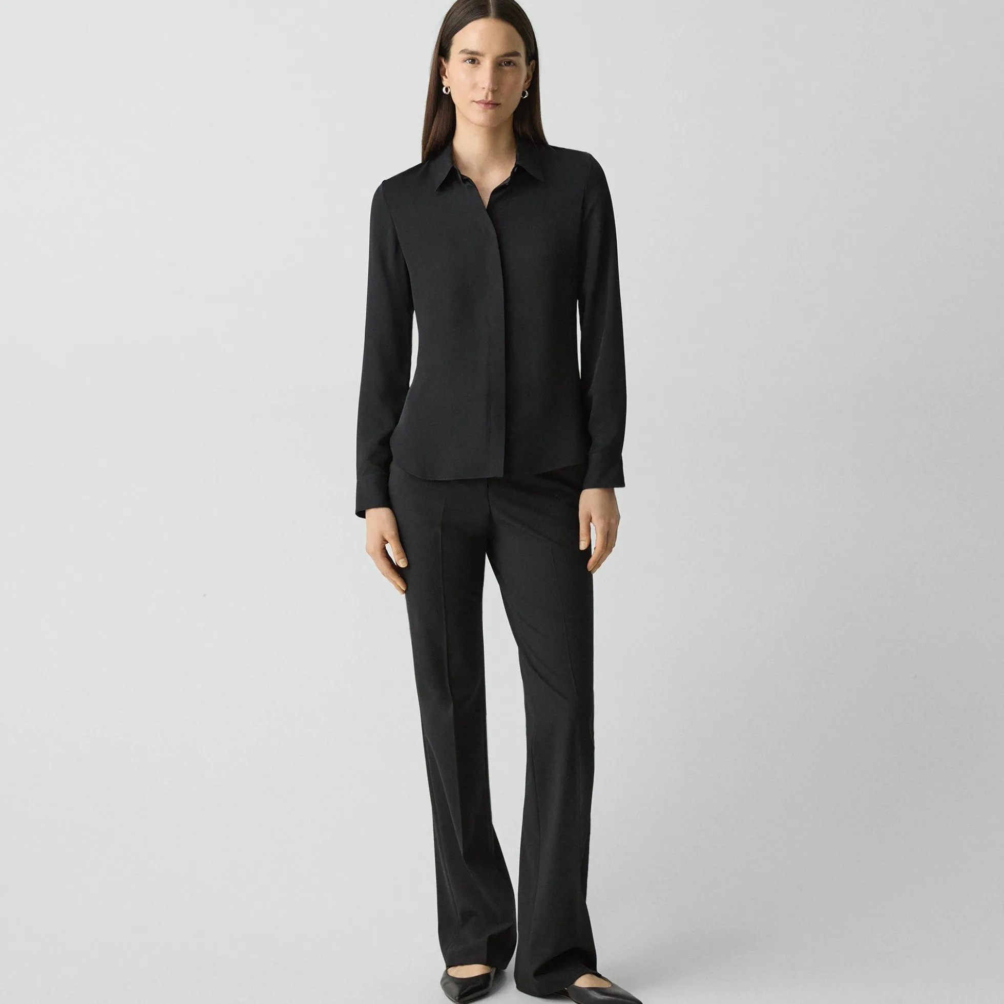 Fitted Shirt in Silk Georgette