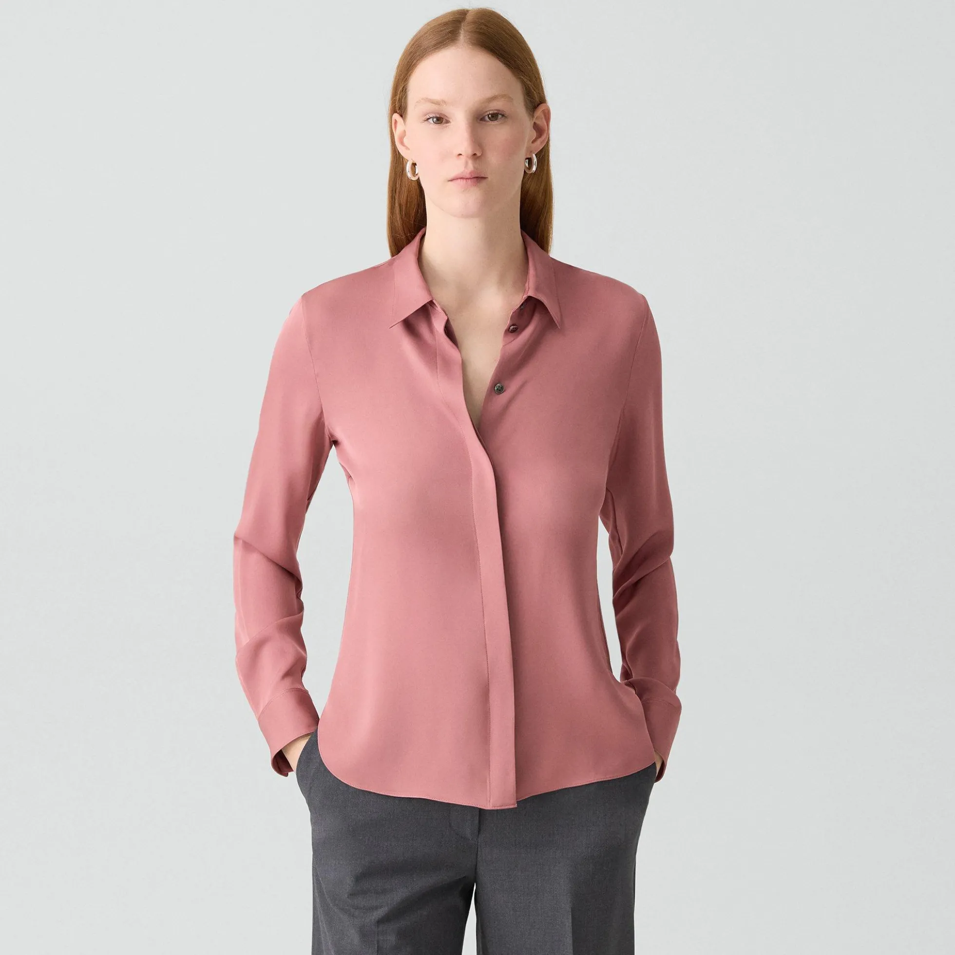 Fitted Shirt in Silk Georgette