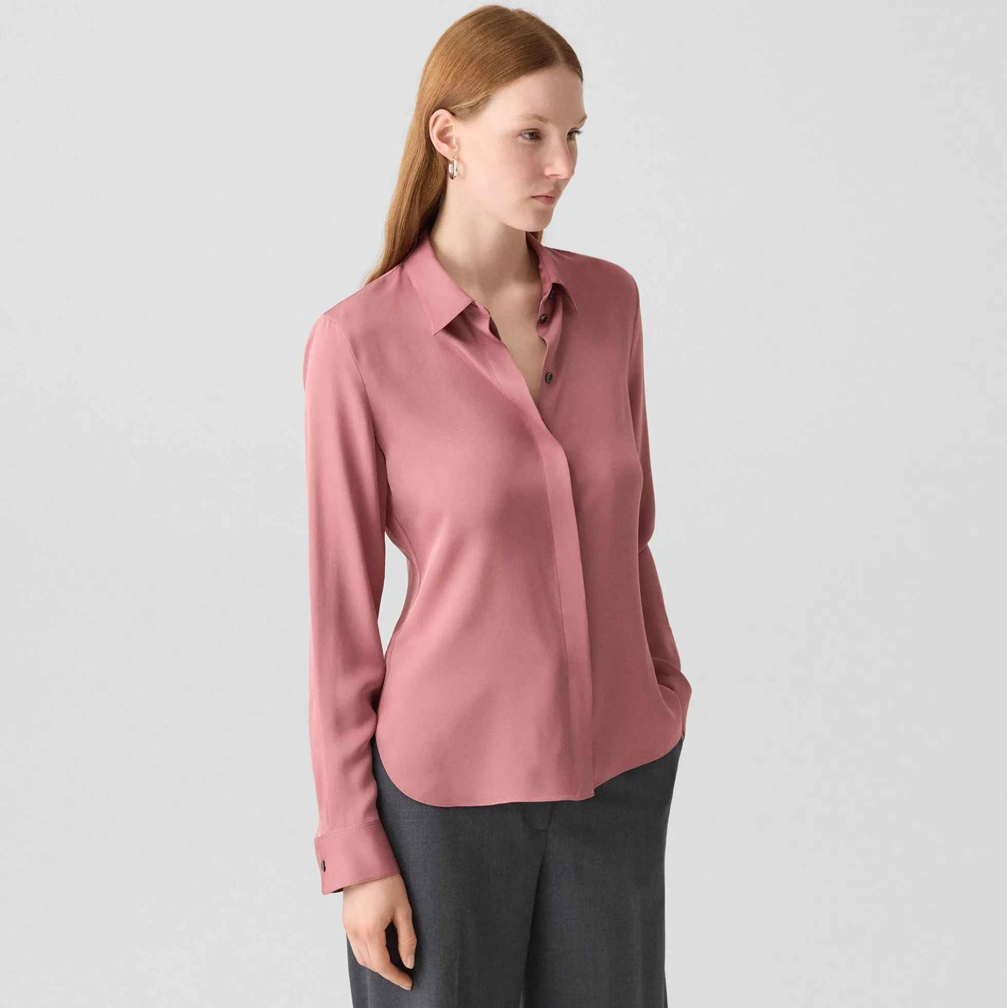 Fitted Shirt in Silk Georgette