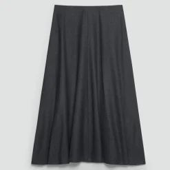 Flared Midi Skirt in Wool-Blend Flannel