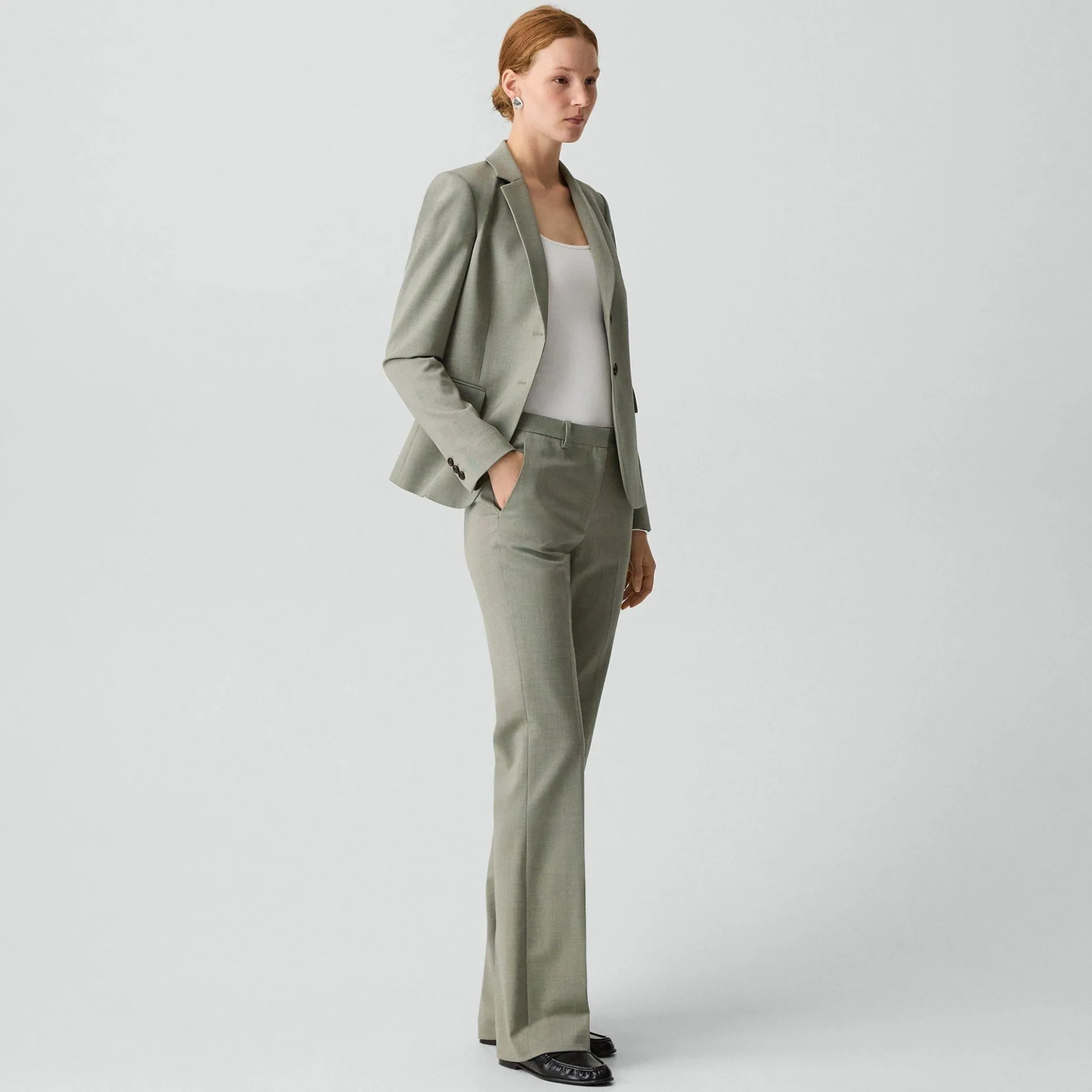 Flared Pant, 34'' in Wool Gabardine