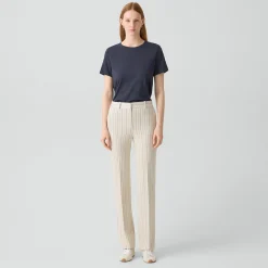 Flared Pant in Striped Crepe Jersey