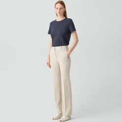 Flared Pant in Striped Crepe Jersey