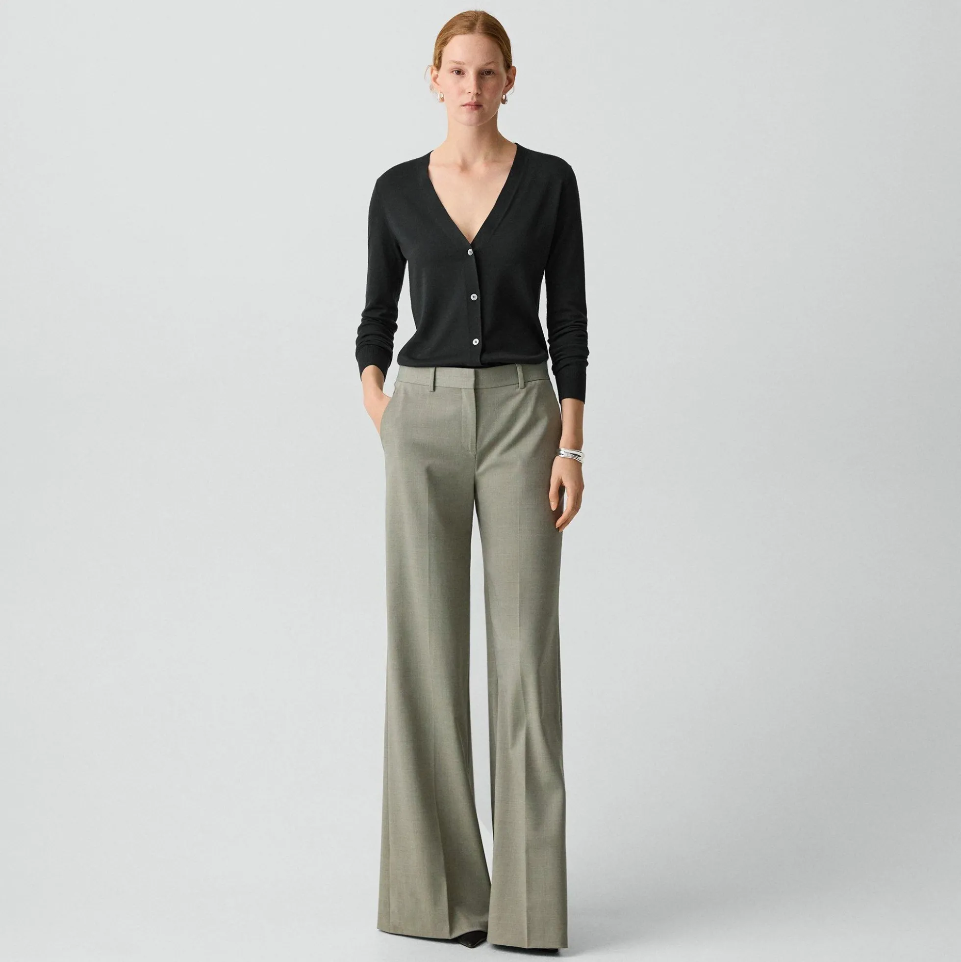 Fluid Flare Pant, 33'' in Wool Gabardine