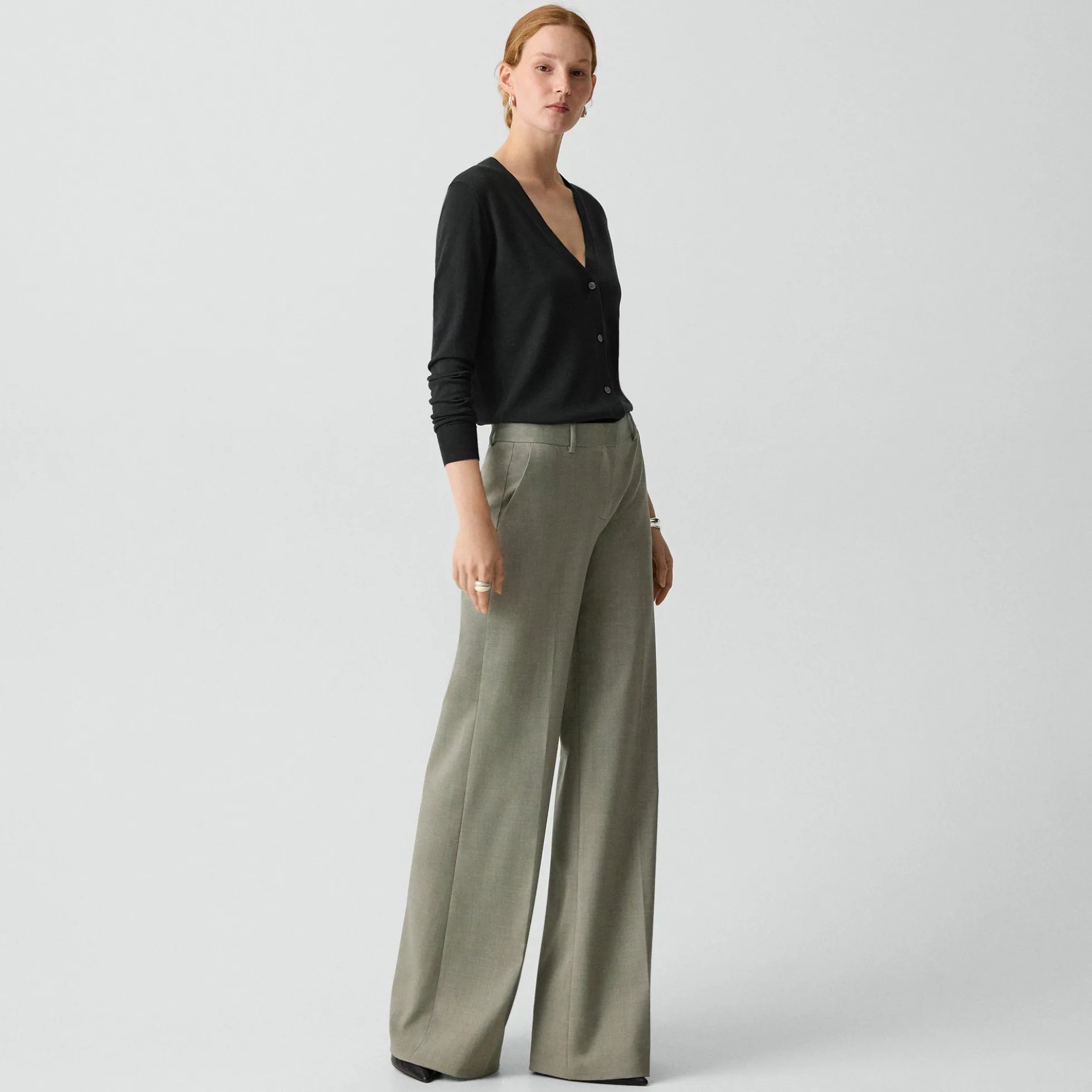 Fluid Flare Pant, 33'' in Wool Gabardine