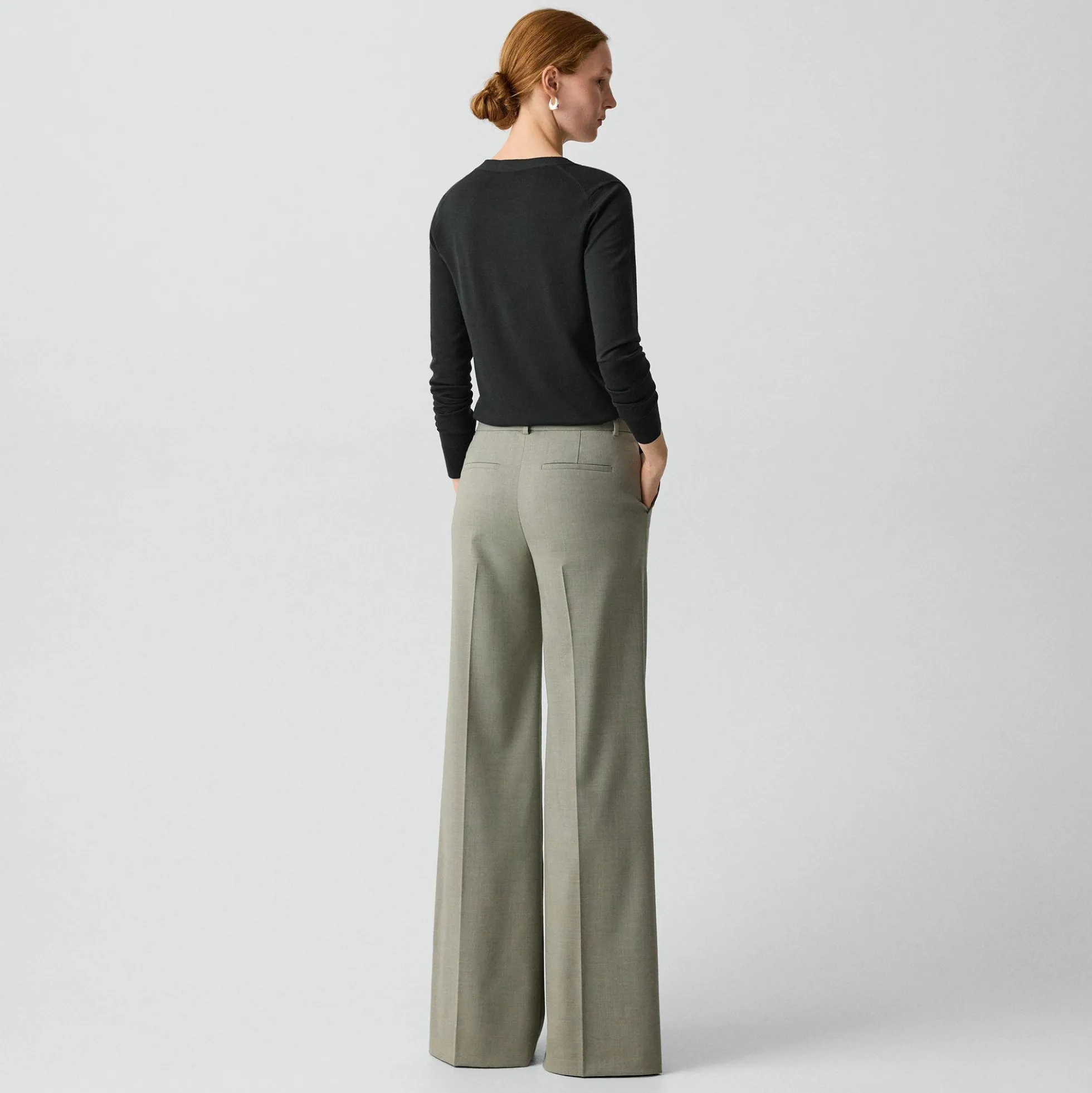 Fluid Flare Pant, 33'' in Wool Gabardine