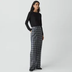 Fluid Pull-On Pant in Plaid Silk Twill