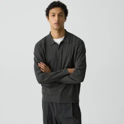 Goris Long-Sleeve Polo Shirt in Light Bilen