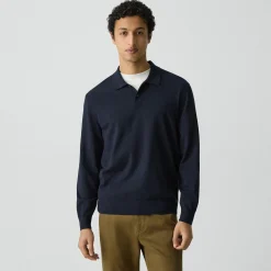 Goris Long-Sleeve Polo Shirt in Light Bilen