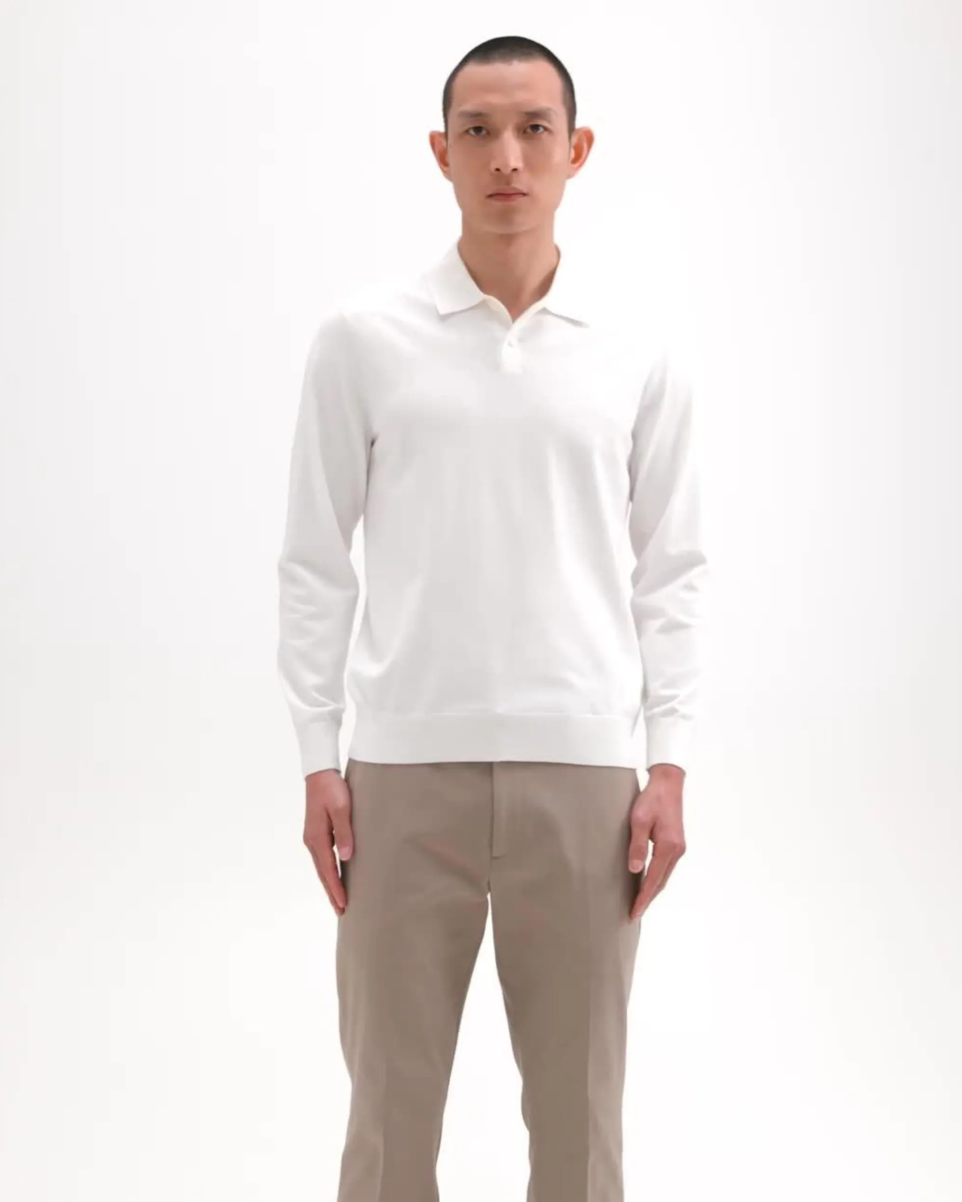 Goris Long-Sleeve Polo Shirt in Light Bilen