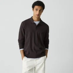 Goris Long-Sleeve Polo Shirt in Light Bilen