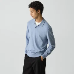 Goris Long-Sleeve Polo Shirt in Light Bilen