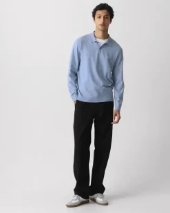 Goris Long-Sleeve Polo Shirt in Light Bilen