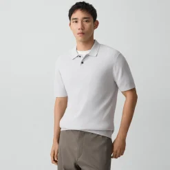 Goris Textured Polo Shirt in Light Bilen