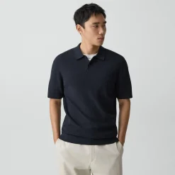 Goris Textured Polo Shirt in Light Bilen