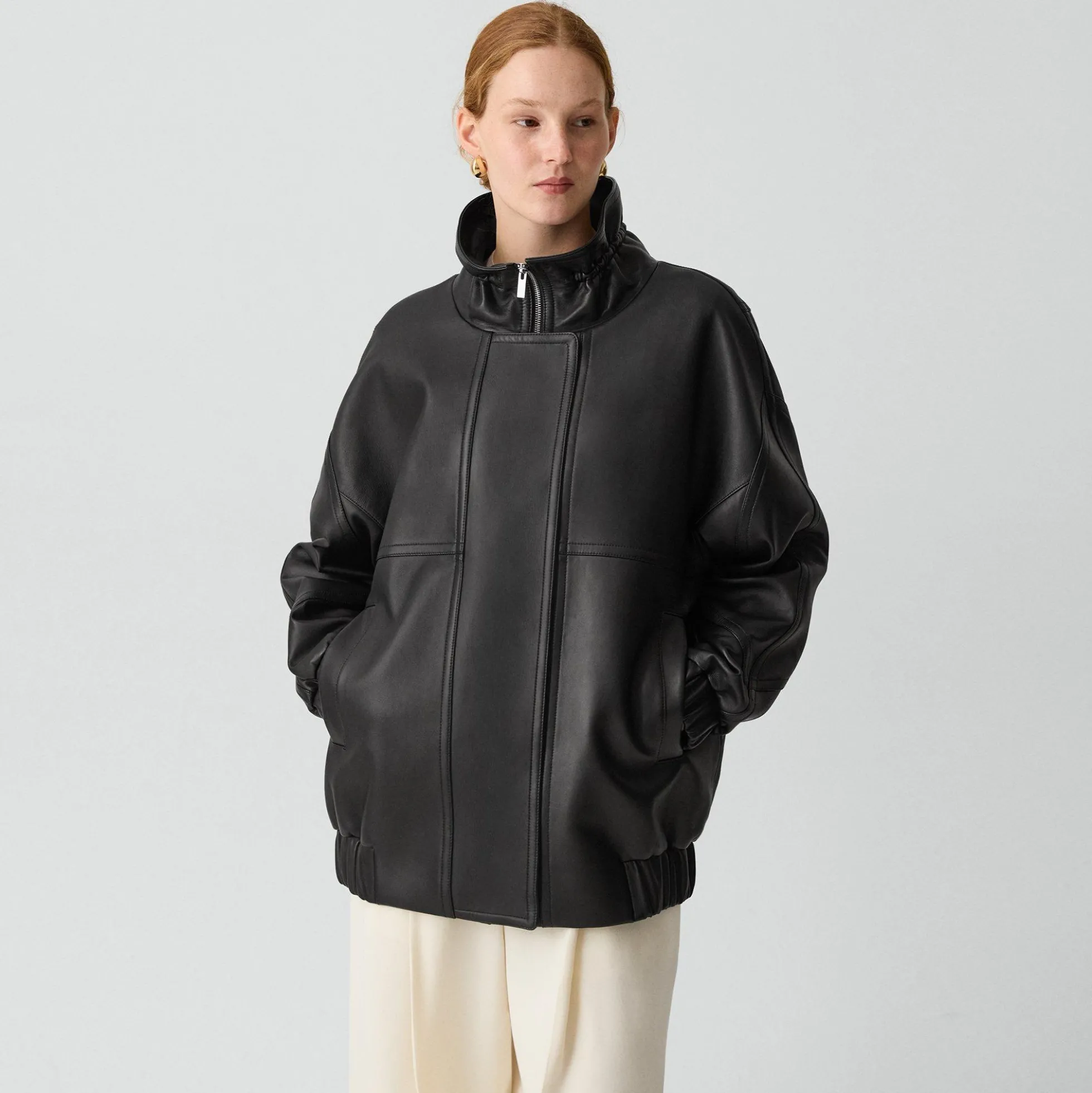 High Collar Jacket in Leather