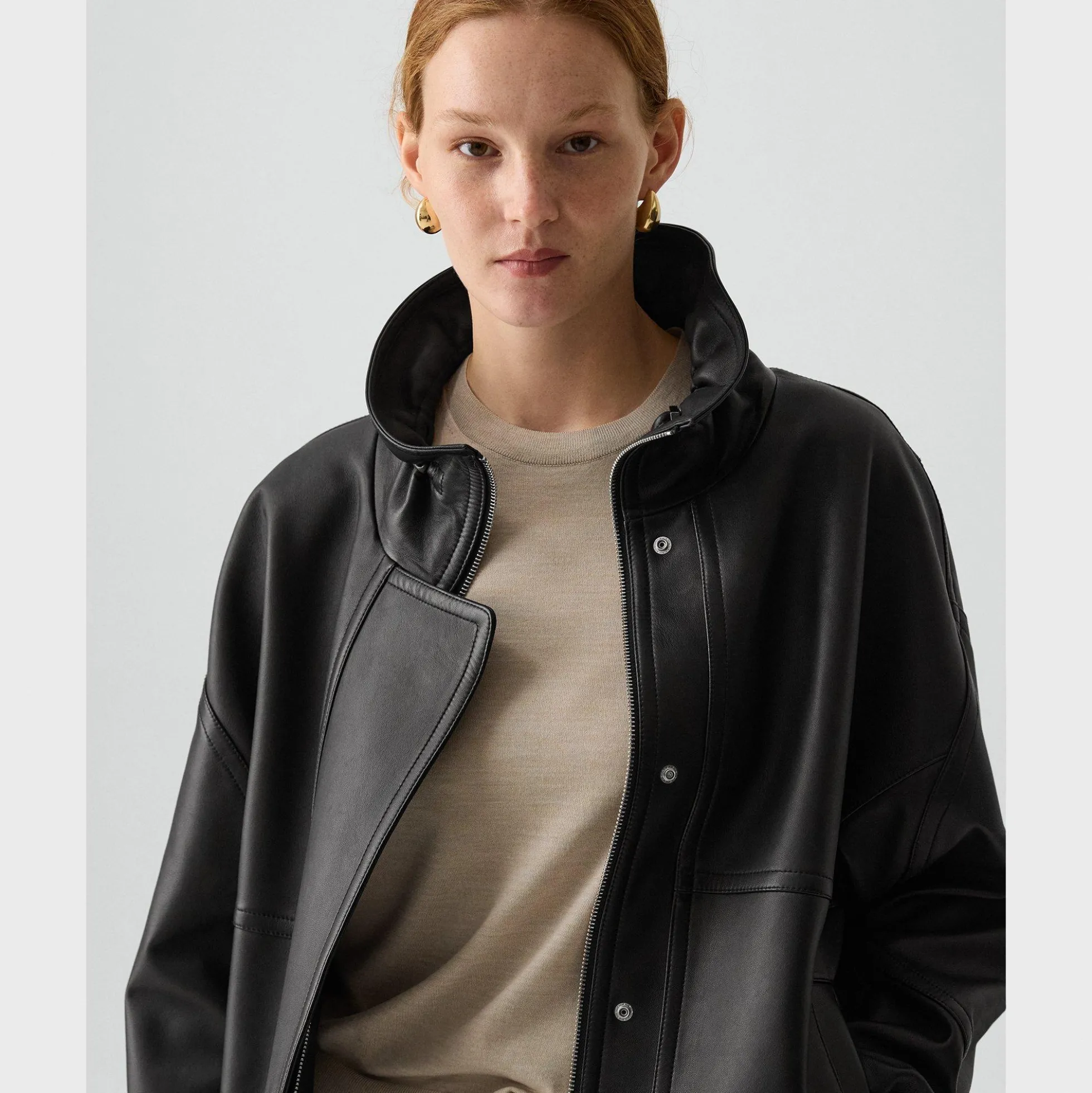 High Collar Jacket in Leather