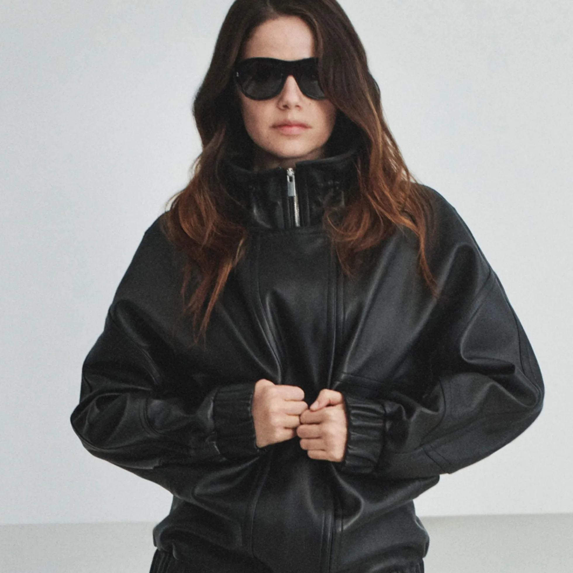 High Collar Jacket in Leather