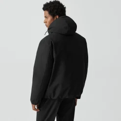 Hooded Jacket in Bonded Wool-Blend