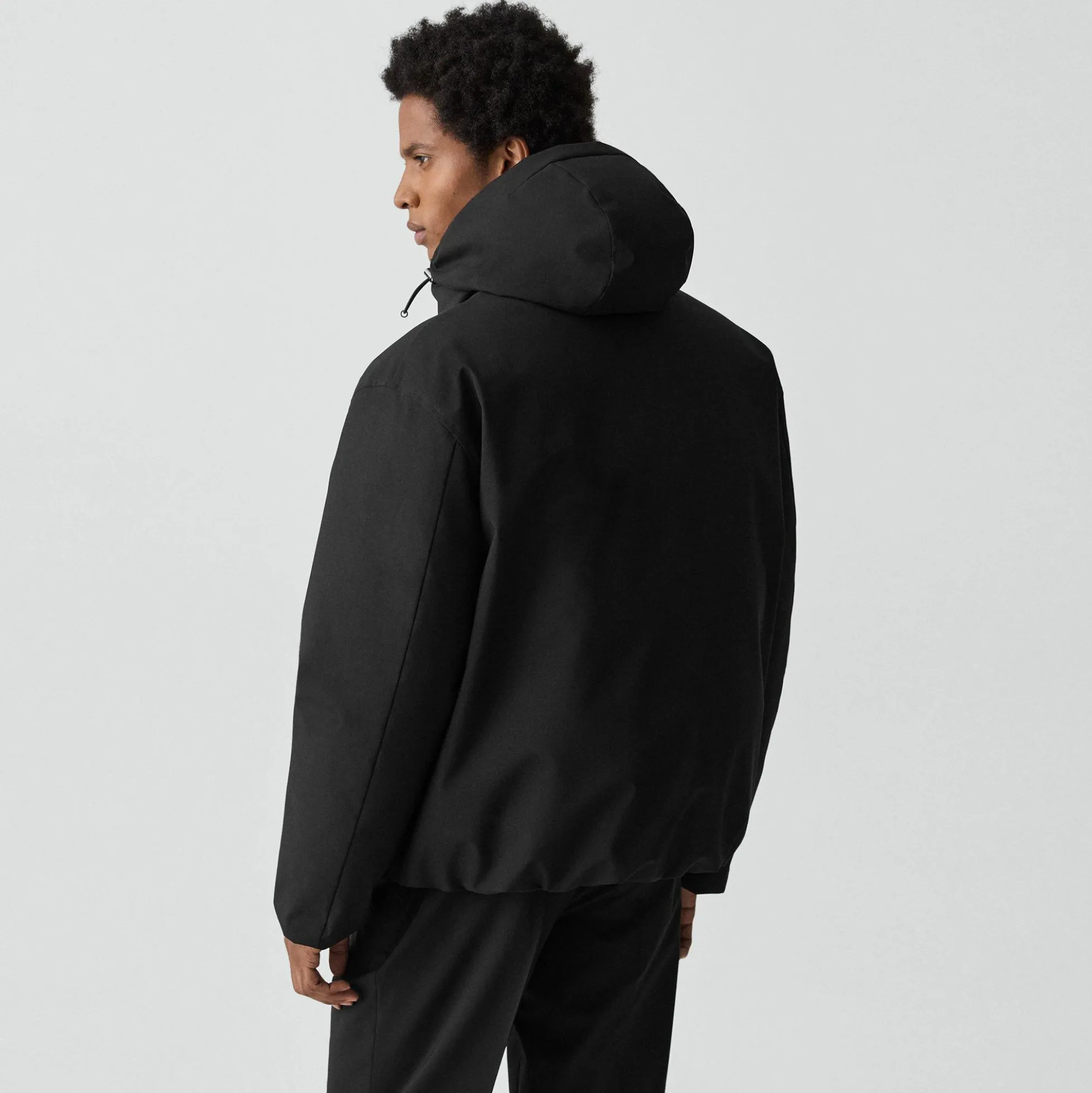 Hooded Jacket in Bonded Wool-Blend