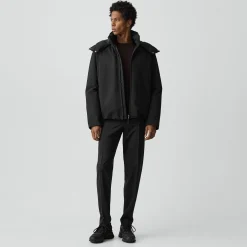 Hooded Jacket in Bonded Wool-Blend