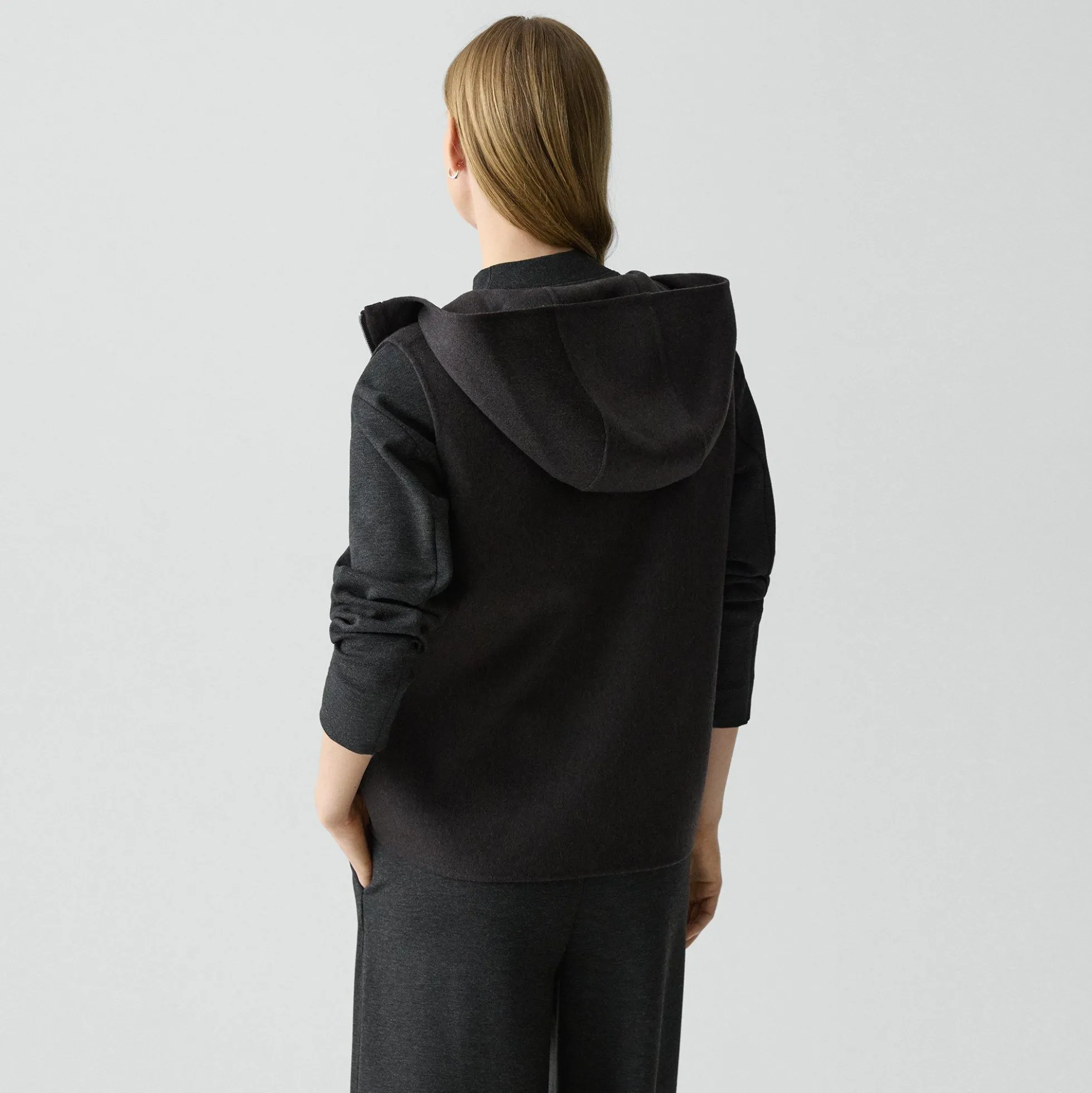 Hooded Vest in Double-Face Wool-Cashmere