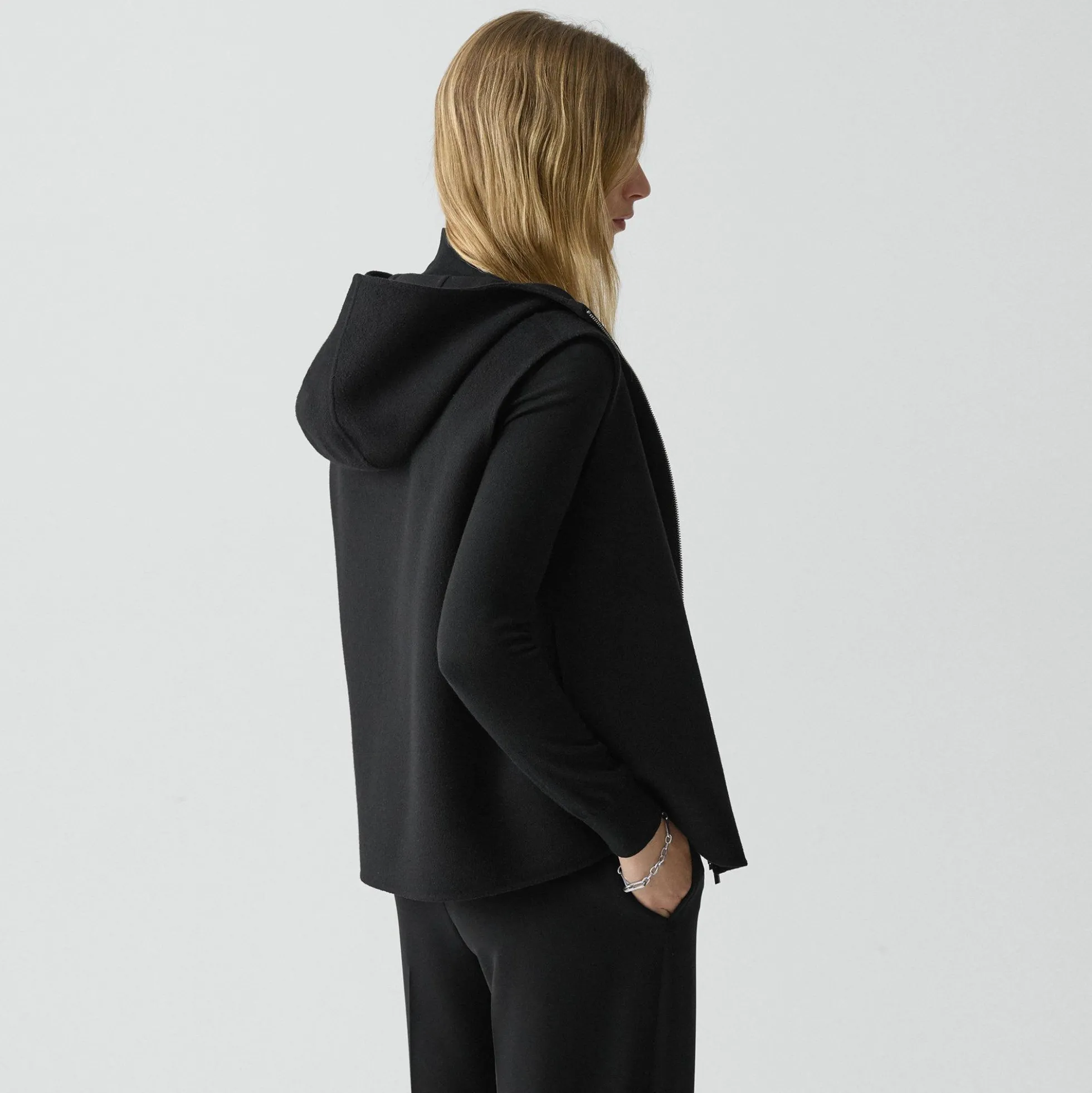 Hooded Vest in Double-Face Wool-Cashmere