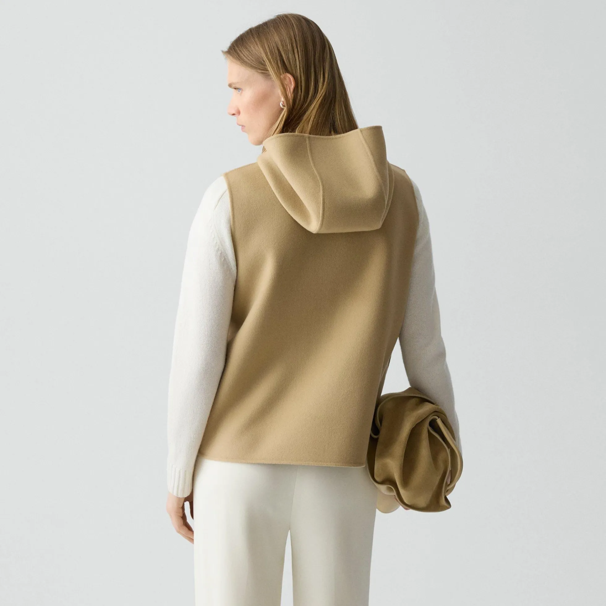 Hooded Vest in Double-Face Wool-Cashmere