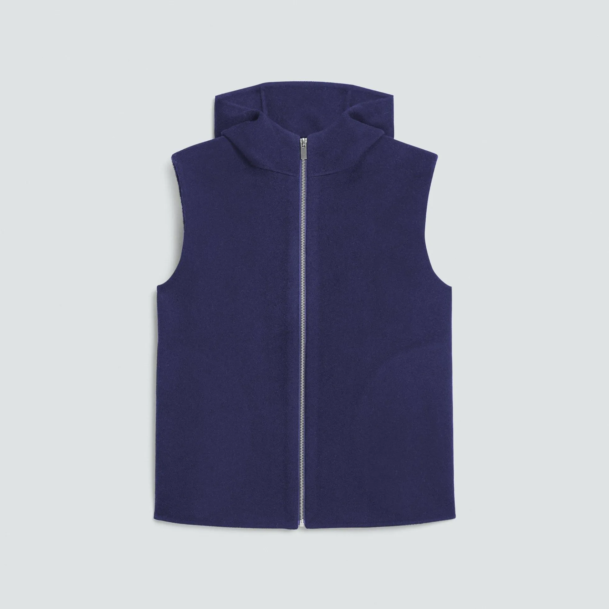 Hooded Vest in Double-Face Wool-Cashmere