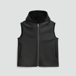 Hooded Vest in Shearling