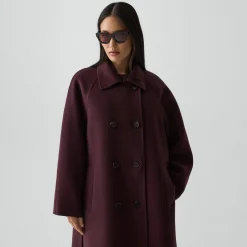 Long Double-Breasted Coat in Textured Wool-Cashmere