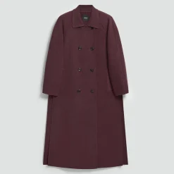 Long Double-Breasted Coat in Textured Wool-Cashmere