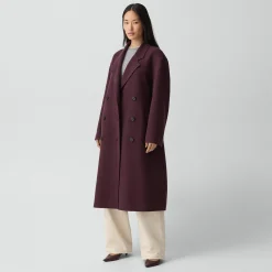 Long Trench Coat in Textured Wool-Cashmere