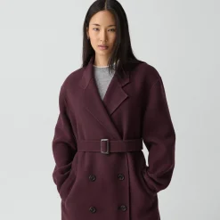 Long Trench Coat in Textured Wool-Cashmere