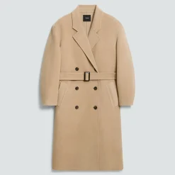 Long Trench Coat in Textured Wool-Cashmere