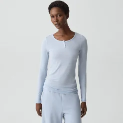 Long-Sleeve Henley Tee in Lounge Jersey