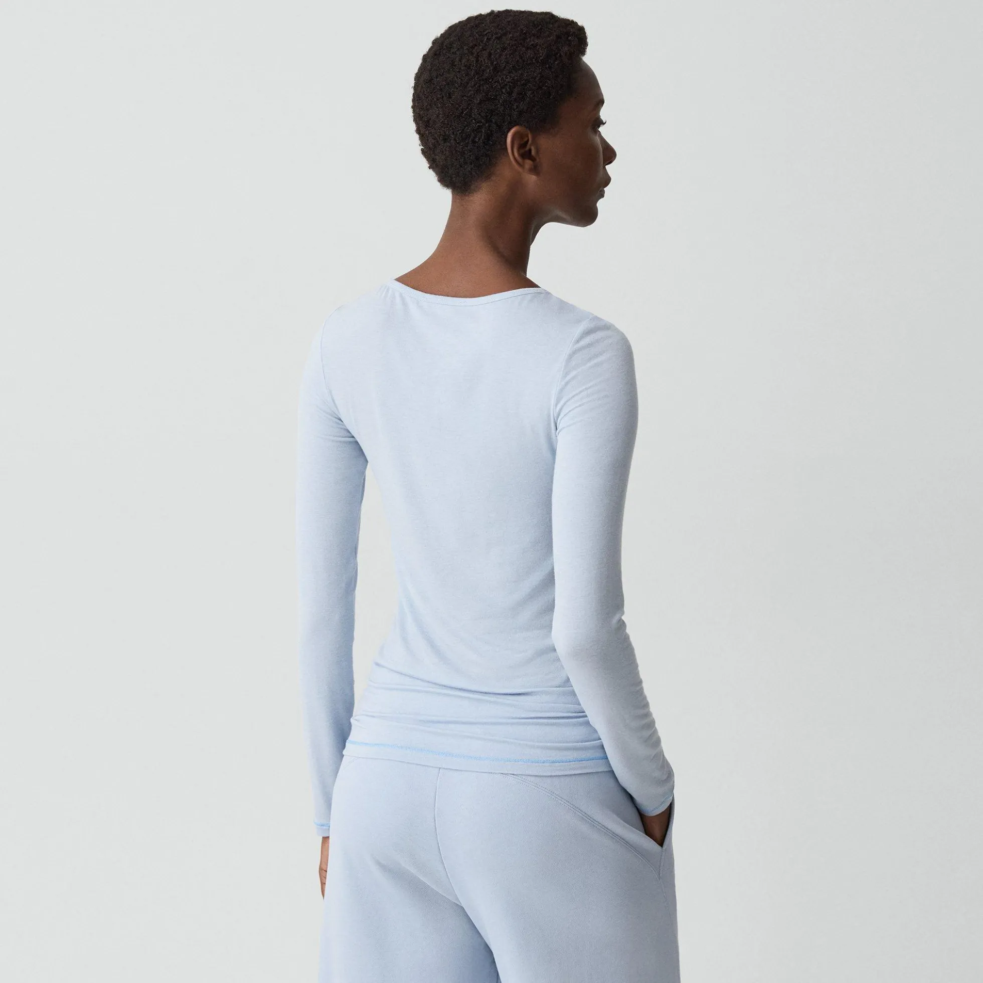 Long-Sleeve Henley Tee in Lounge Jersey