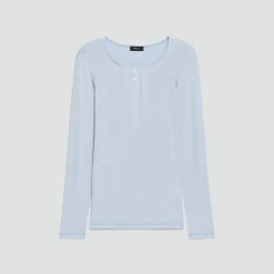 Long-Sleeve Henley Tee in Lounge Jersey