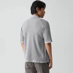 Mesh Button-Up Shirt in Cotton