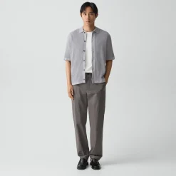 Mesh Button-Up Shirt in Cotton