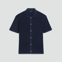 Mesh Button-Up Shirt in Cotton