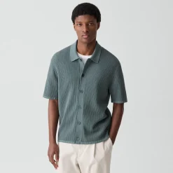 Mesh Button-Up Shirt in Cotton
