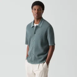 Mesh Button-Up Shirt in Cotton