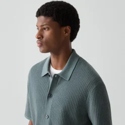 Mesh Button-Up Shirt in Cotton