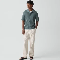Mesh Button-Up Shirt in Cotton