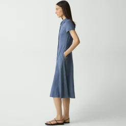 Midi Shirt Dress in Fluid Linen