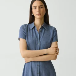 Midi Shirt Dress in Fluid Linen