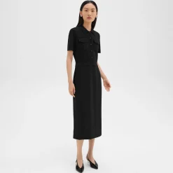 Military Midi Dress in Admiral Crepe
